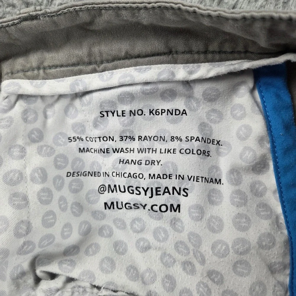 Mugsy Pants Mens 32x30 Gray Damens Chinos Stretch Straight‎ Comfort K4PNDA